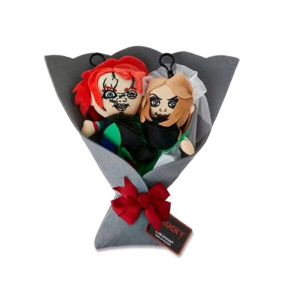 Chucky & Tiffany 14" Valentine's Plush Bouquet with Black Roses plushie - Picture 1 of 7